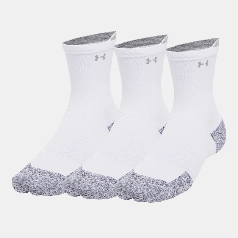 Under Armour White ArmourDry Run Cushion Mid-Crew Socks (3 Pairs)  | Best Price UAE